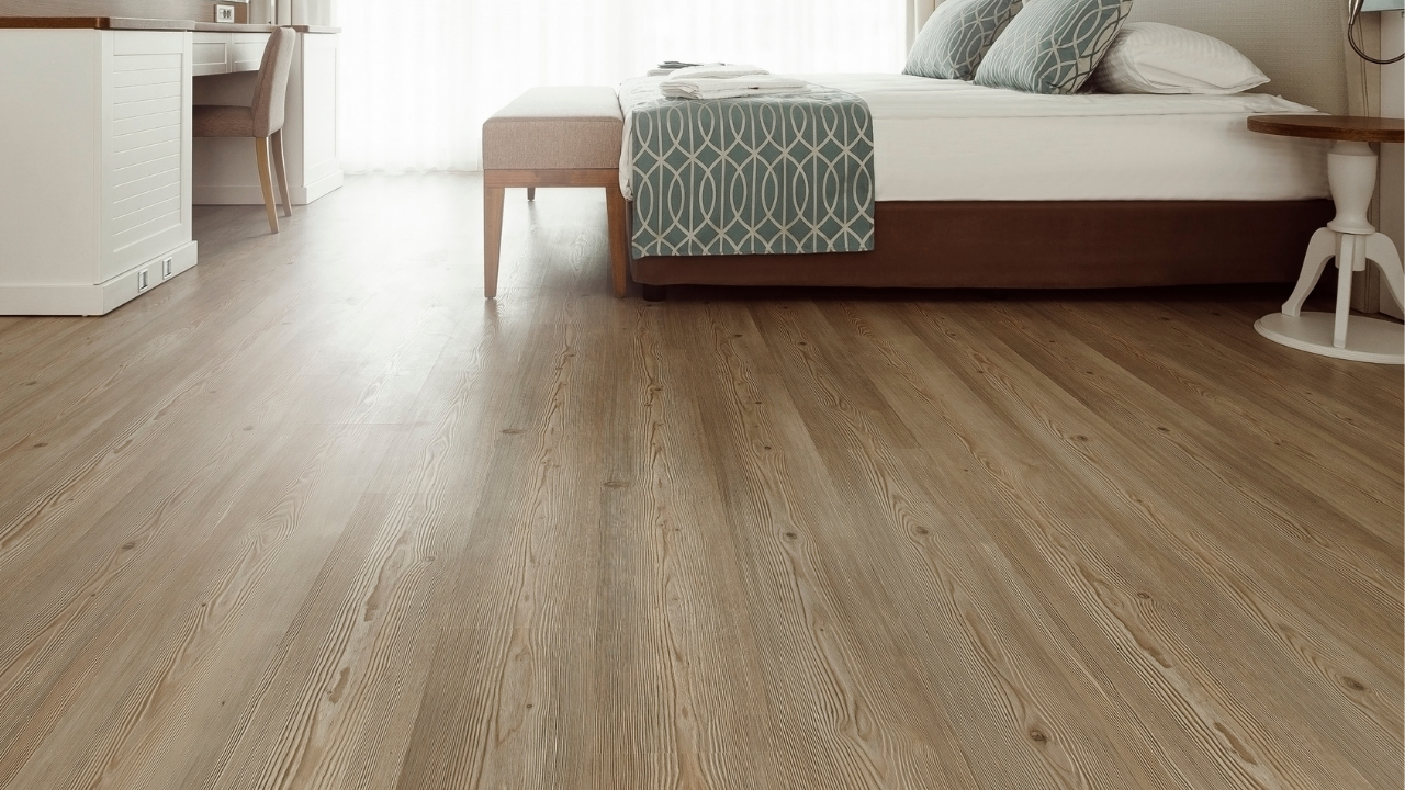 Laminate flooring installed in a Tampa Bay bedroom